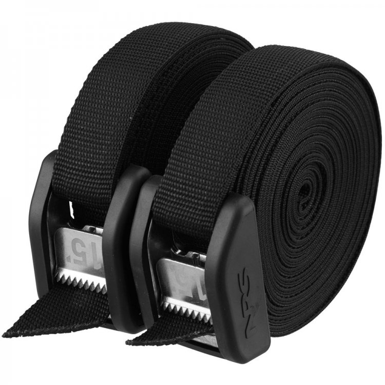 NRS 15' cam straps. Packaged pair. Stealth Black. - Click Image to Close