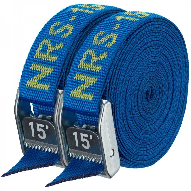 NRS 15' HD cam straps. packaged pair. blue - Click Image to Close